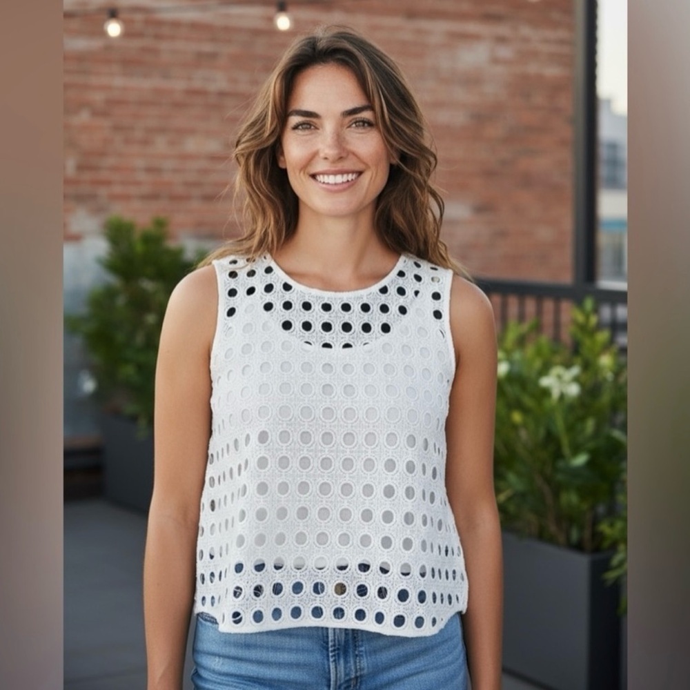 BAILEY 44 Size M Ivory Black Crochet Macrame Crop Top R $98 - Picture 9 of 9